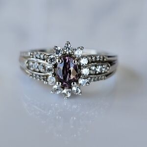 Tanzanian Spinel & White Zircon Ring Platinum/925 Sz 7 NEW!